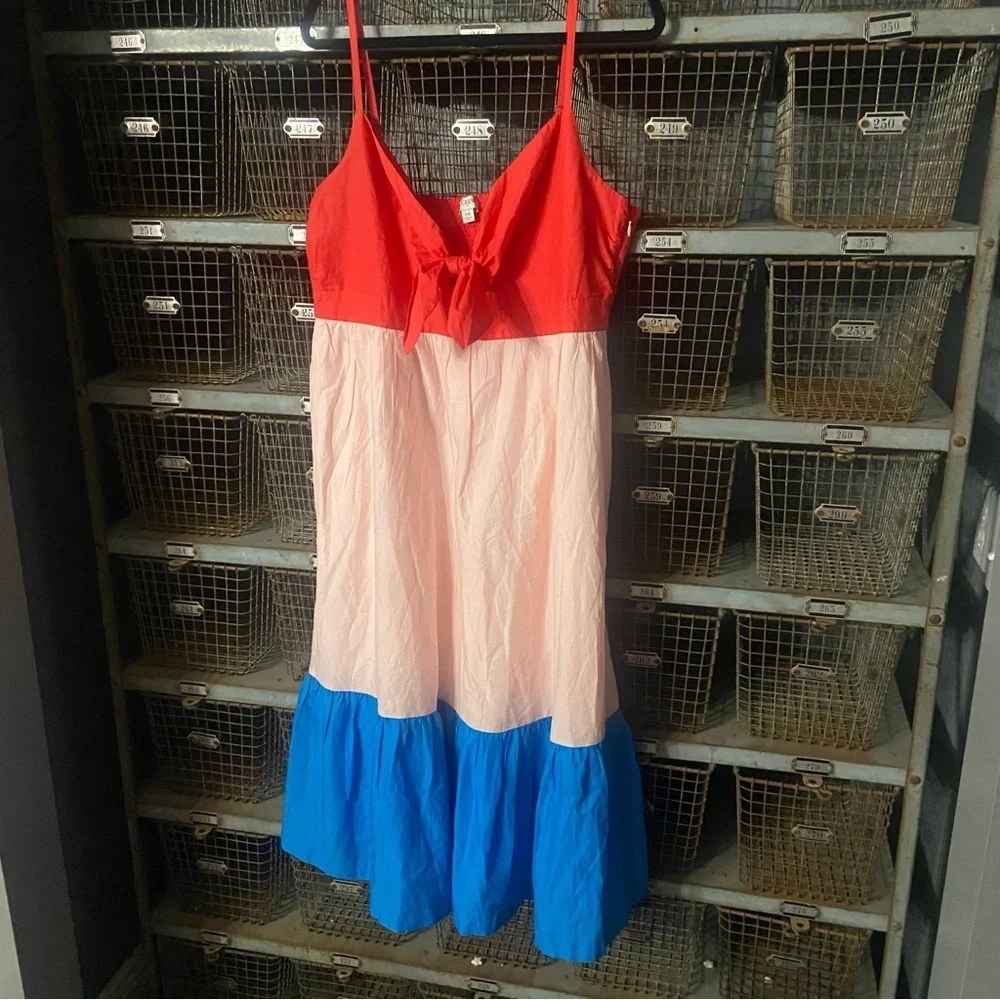 J. Crew Colorblock Tie-Front Cutout Midi Dress Size 16 - 2768